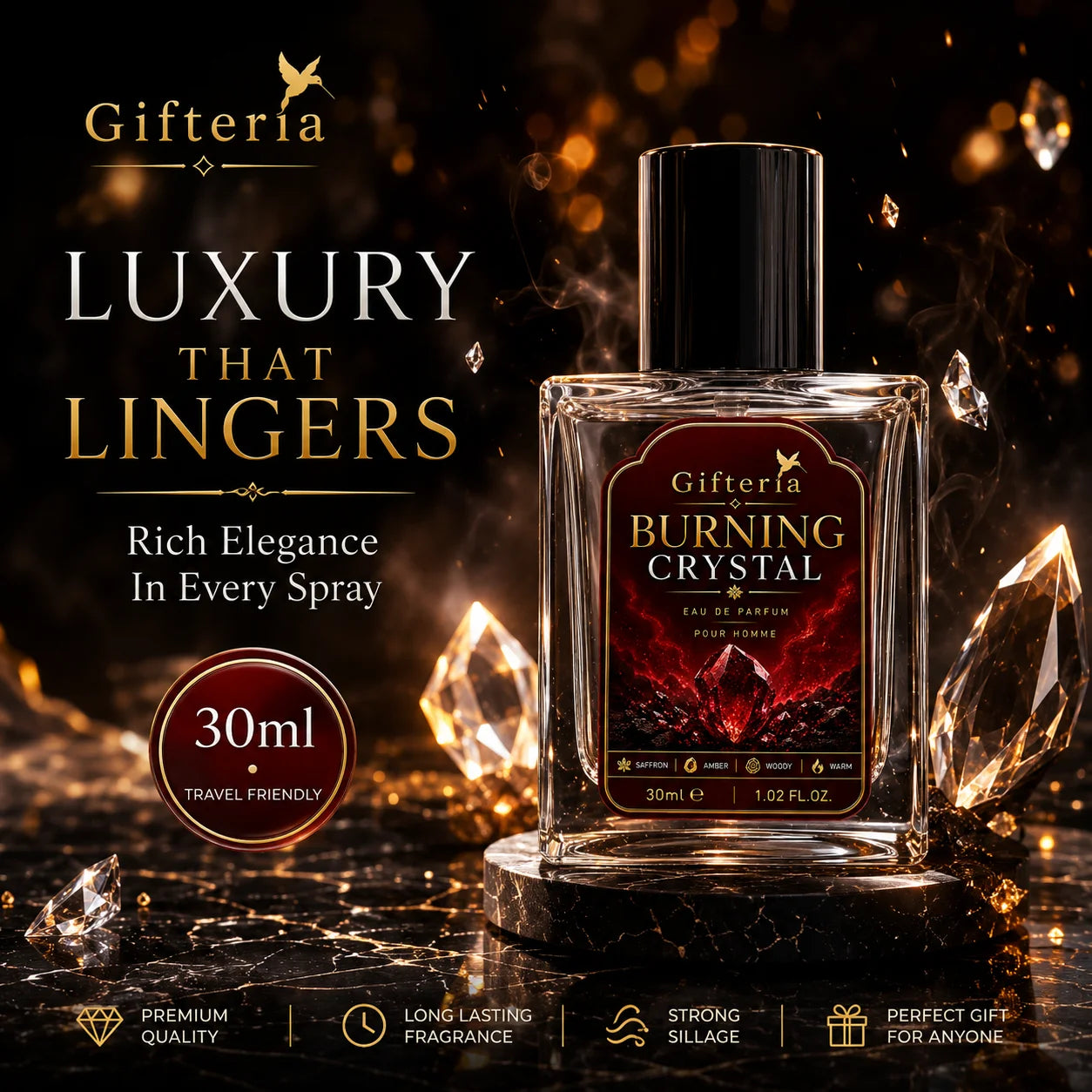 BURNING CRYSTAL Perfume – Inspired by Baccarat Rouge 540 | Luxury Unisex Amber Fragrance