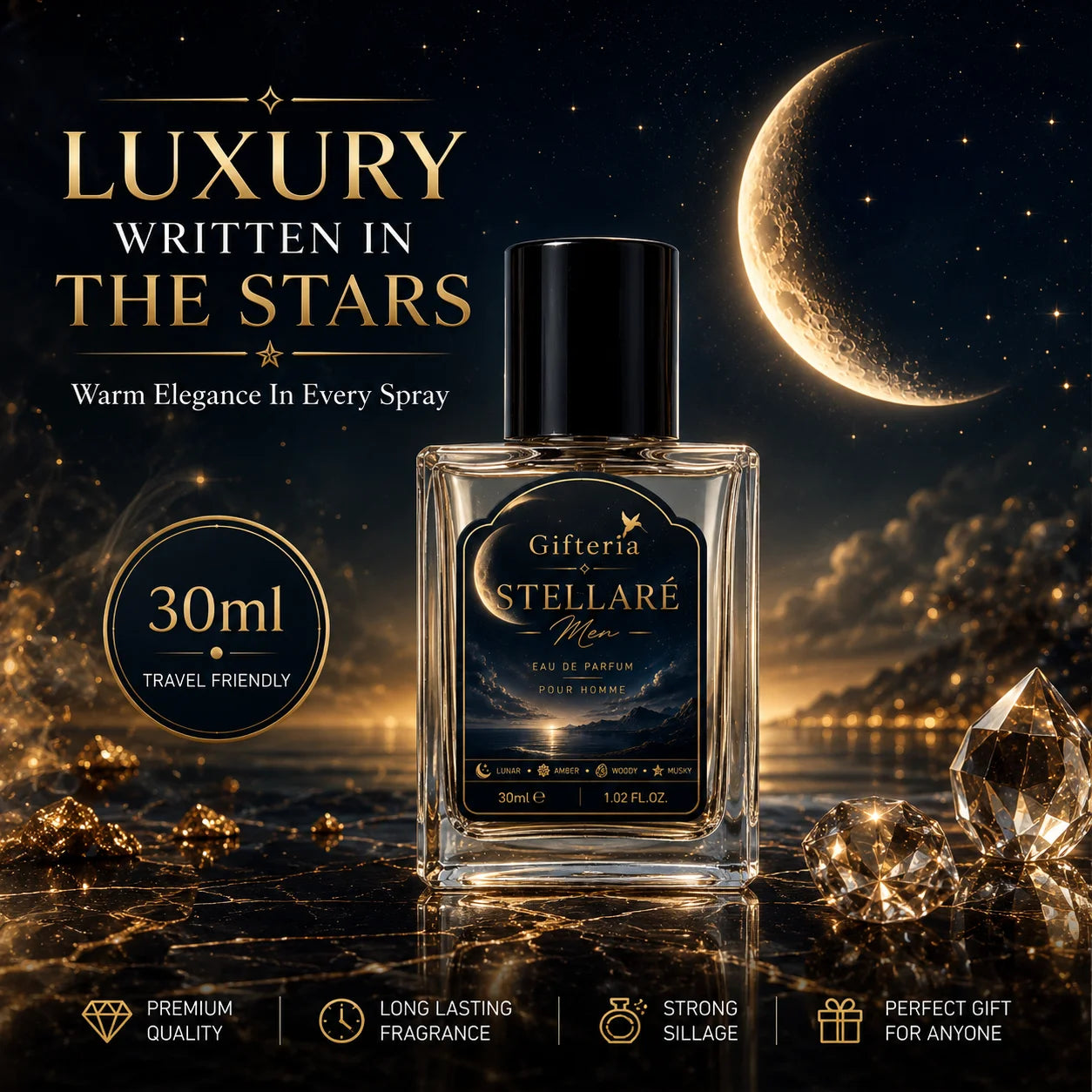 STELLARÉ MEN Perfume – Inspired by Stellar Times | Luxury Amber Floral Fragrance for Men