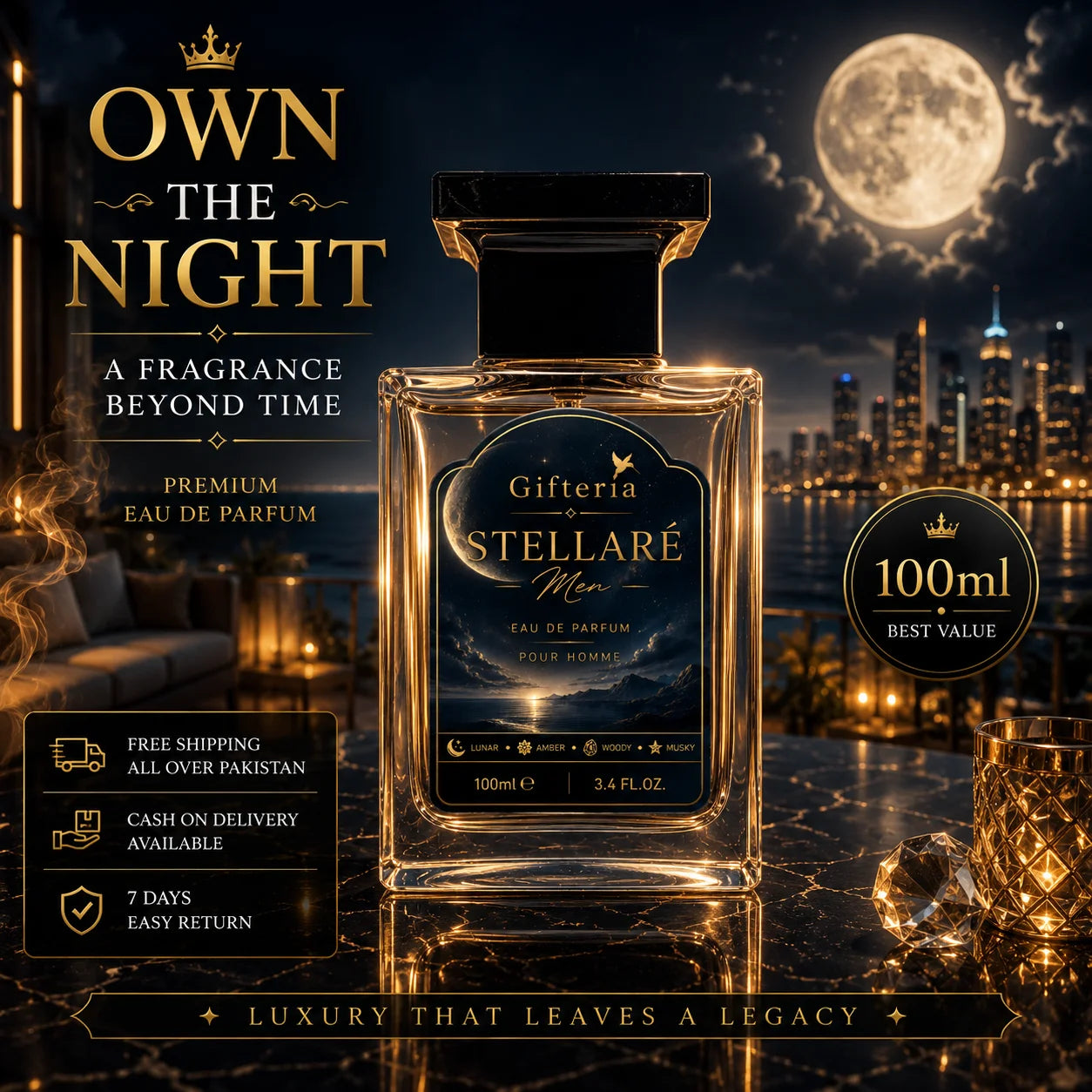STELLARÉ MEN Perfume – Inspired by Stellar Times | Luxury Amber Floral Fragrance for Men
