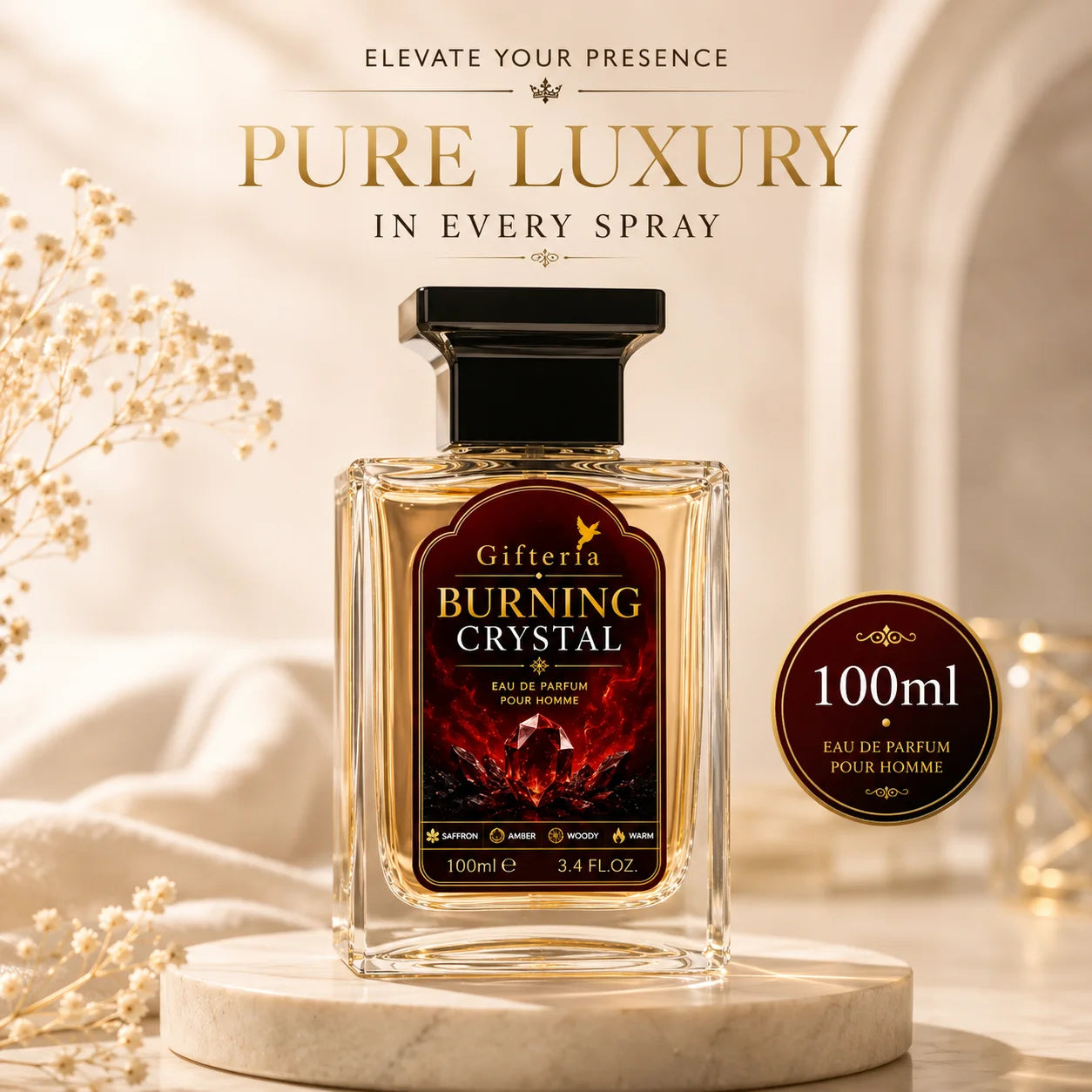 BURNING CRYSTAL Perfume – Inspired by Baccarat Rouge 540 | Luxury Unisex Amber Fragrance